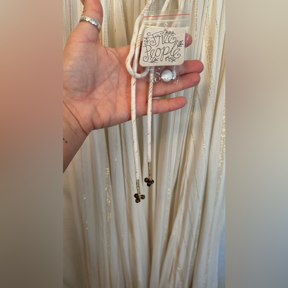 Free People Huxley Maxi Dress Ruffles Open Back Metallic Stripe NWT Size Small - Picture 14 of 16